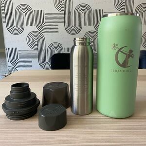 Ceres Chill Green and Silver Bottle Set